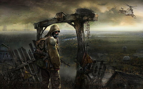 Stalker Pripyat Tschernobyl Gasmaske Apokalypse klaren Himmelslandschaften 1680 x 1050 Natur Himmel HD Art, STALKER, Pripyat, HD-Hintergrundbild HD wallpaper