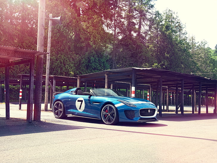 Син Jaguar Project 7 Concept хубав автомобил, син кабриолет, син, Jaguar, Concept, Car, HD тапет
