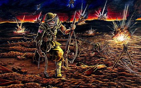 cubierta de la aplicación del juego, Iron Maiden, banda de metal, guerra, Eddie, banda, heavymetal, mascota de la banda, Fondo de pantalla HD HD wallpaper