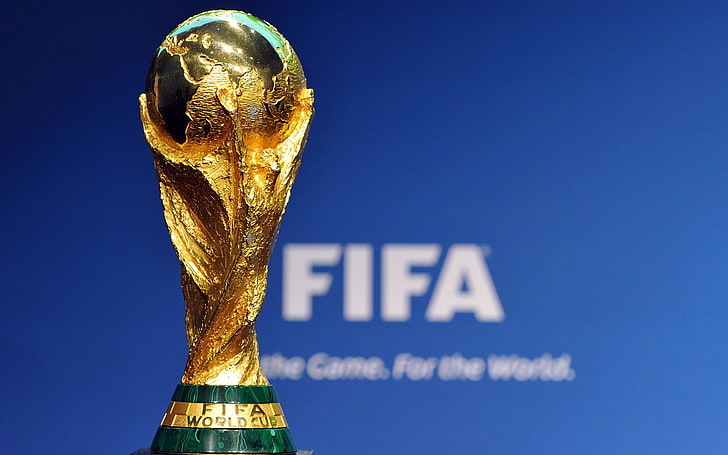 FIFA World Cup Russia 2018 Trophy HD, трофей със златен цвят, HD тапет