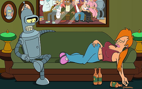 Die Simpsons digitale Tapete, Futurama, Turanga Leela, Bender, HD-Hintergrundbild HD wallpaper