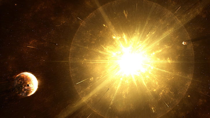 Supernova Stars Explosion Planet Yellow HD, utrymme, stjärnor, planet, gul, explosion, supernova, HD tapet