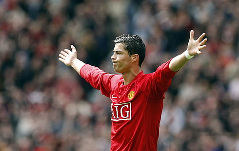 Cristiano Ronaldo, Fußball, Star, Cristiano Ronaldo, Berühmtheit, Spieler, Ronaldo, Manchester United, die Feier, HD-Hintergrundbild HD wallpaper