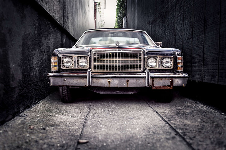 car, narrow, parking, tightly, vintage, HD wallpaper