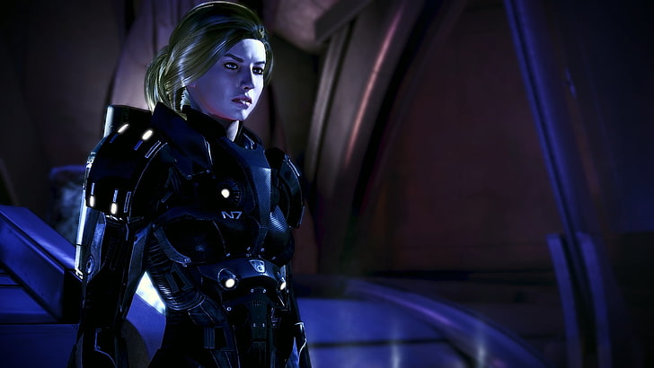 женщина в черном костюме, иллюстрация, коммандер Шепард, Mass Effect 3, видеоигры, HD обои