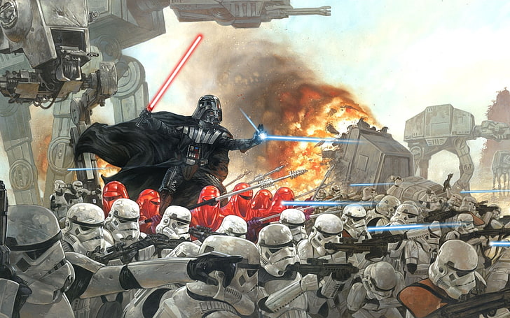 Star Wars painting, star wars, darth vader, war, HD wallpaper