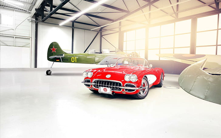 Chevrolet Corvette 1959 Pogea Racing, รถเปิดประทุนสีแดง, แข่งรถ, เชฟโรเลต, เรือลาดตระเวน, 1959, pogea, รถยนต์, วอลล์เปเปอร์ HD