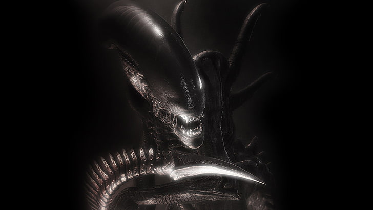 خلفية رقمية غريبة رمادية ، H.R Giger ، Alien (فيلم) ، Xenomorph ، عمل فني ، خيال علمي ، رعب، خلفية HD