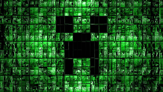Minecraft Illustration, digitale Kunst, grün, Geometrie, 3D, Minecraft, Creeper, Videospiele, HD-Hintergrundbild HD wallpaper