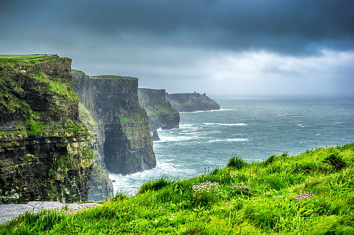 الجبل الأخضر المغطى بالعشب ، liscannor ، أيرلندا ، liscannor ، أيرلندا ، منحدرات Moher ، Liscannor ، أيرلندا ، العشب الأخضر ، المغطى ، الجبل ، بجانب البحر ، السحب ، أوروبا ، المناظر الطبيعية ، sel2870 ، السماء ، sony a7 ، السفر ، الجرف ، البحر ، طبيعة، صخرة - كائن، ساحلي، المحيط الأطلسي، خلفية HD