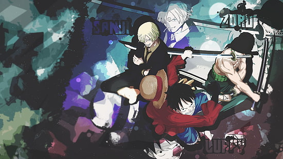 Anime, One Piece, Monkey D. Luffy, Sanji (One Piece), Zoro Roronoa, Wallpaper HD HD wallpaper