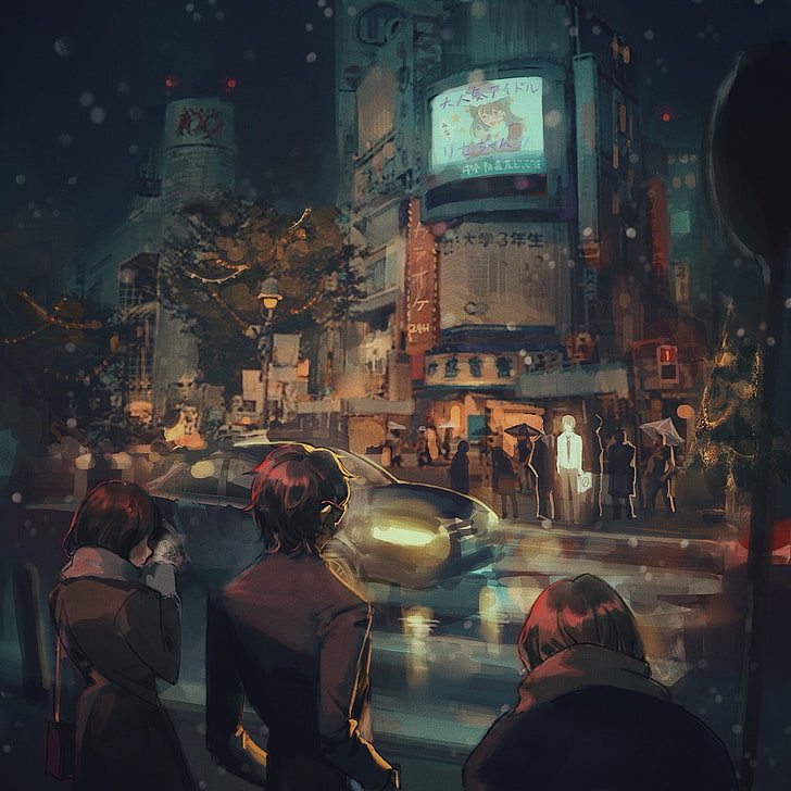 persona 5, akechi goro, kurusu akira, ถนน, ภาพวาด, เกมอะนิเมะ rpg, Anime, วอลล์เปเปอร์ HD