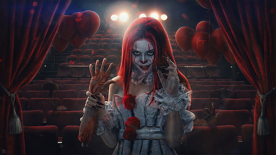 Dunkel, Clown, Mädchen, beängstigend, HD-Hintergrundbild HD wallpaper
