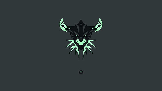 ilustração de cabeça de personagem preto e verde, Dota 2, devorador de Outworld, videogame, minimalismo, fundo simples, HD papel de parede HD wallpaper