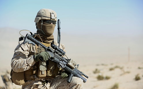fusil d'assaut noir, militaire, régiment, United States Marine Corps, Fond d'écran HD HD wallpaper