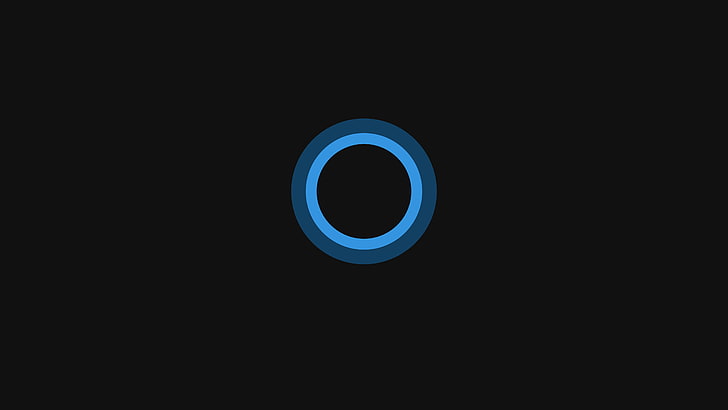 luminária redonda azul, Cortana, Windows 10, minimalismo, círculo, HD papel de parede