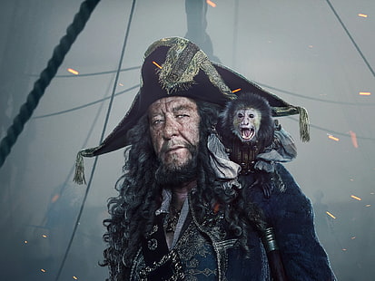 Película, Piratas del Caribe: los hombres muertos no cuentan cuentos, Geoffrey Rush, Héctor Barbossa, Fondo de pantalla HD HD wallpaper