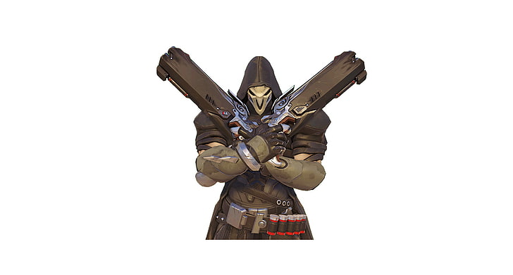 robot holding two guns digital wallpaper, reaper, Overwatch, Reaper (Overwatch), HD wallpaper