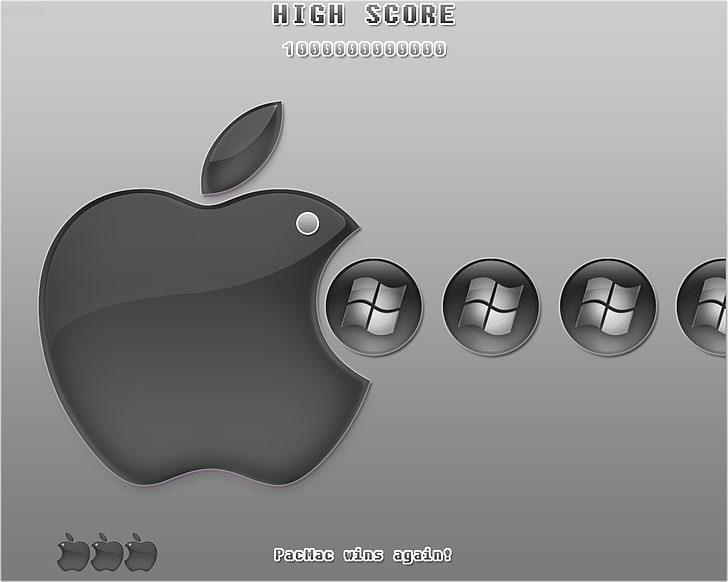 logo apple inc microsoft windows pacman 1280x1024 technologia Apple HD Art, Apple Inc., Microsoft Windows, Tapety HD