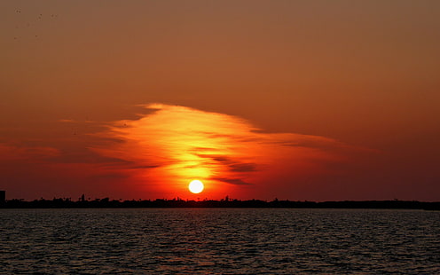 ฟลอริดา, พื้นหลังชายหาด, ขอบฟ้า, พระอาทิตย์ตก, ดาวน์โหลด 3840x2400 Florida, วอลล์เปเปอร์ HD HD wallpaper