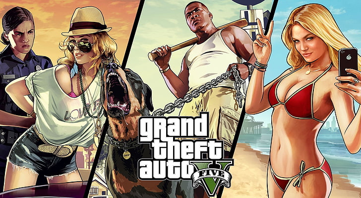 Grand Theft Auto V, Plakat GTA 5, Spiele, Grand Theft Auto, Videospiel, Konzeptkunst, GTA V, Grand Theft Auto V, 2013, HD-Hintergrundbild