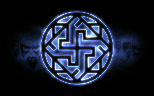 rund blå och svart logotyp, hakakorset, Ryssland, Valkyrie, slaver, hedendom, cypma4, vedism, stav, förfäder, HD tapet HD wallpaper