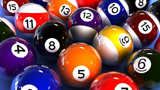 Spielball-Set, Billard, Ball, Nummer, HD-Hintergrundbild HD wallpaper