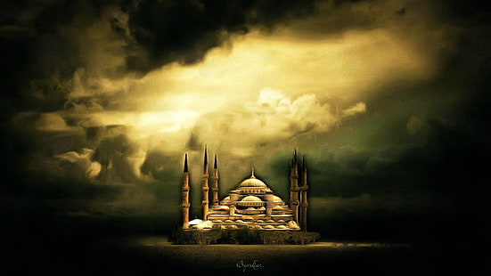 коричневая мечеть цифровые обои, Собор Святой Софии, мечеть, HD обои HD wallpaper
