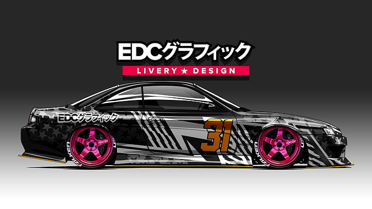 EDC Grafik, Nissan 200SX, render, JDM, Nissan, Japon arabaları, yarış arabaları, HD masaüstü duvar kağıdı