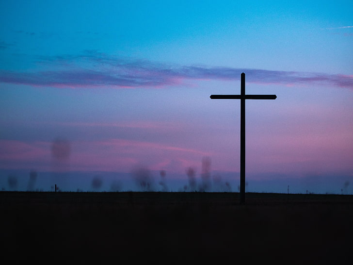 decoración cruzada, cruz, fe, horizonte, puesta de sol, Fondo de pantalla HD