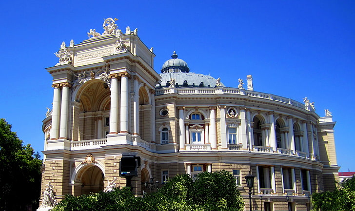 the building, theatre, architecture, Ukraine, Palace, Odessa, Opera and Ballet Theater, HD wallpaper