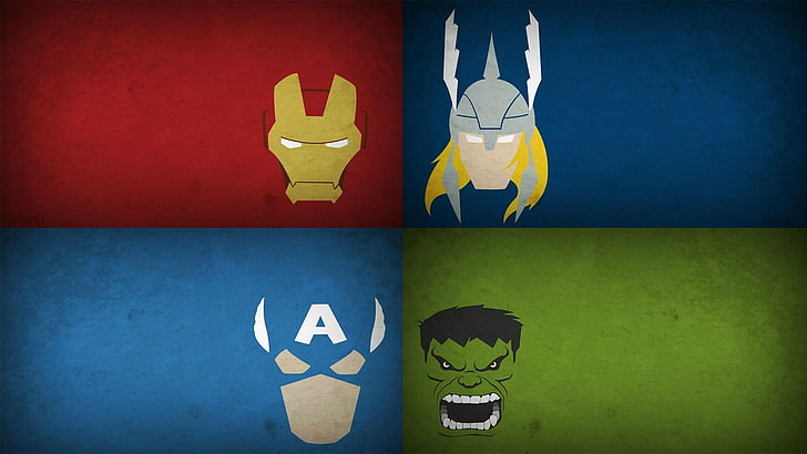 Tapeta Marvel Super Heroes, Avengers, Blo0p, Kapitan Ameryka, Iron Man, Thor, Hulk, kolaż, Tapety HD