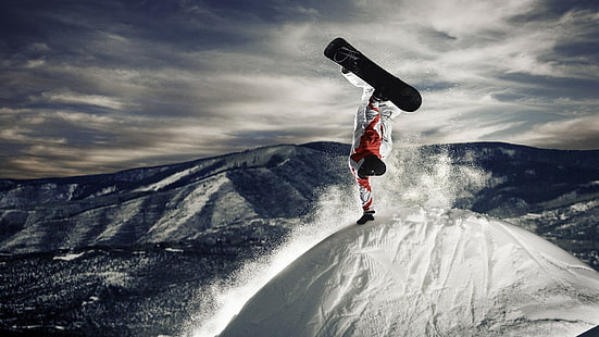 Snowboard Snowboard Atlama Kar Kış Durdurma Aksiyonu HD, spor, kar, kış, aksiyon, atlama, dur, snowboard, snowboard, HD masaüstü duvar kağıdı HD wallpaper