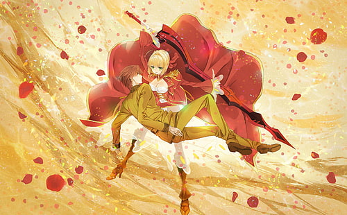 อะนิเมะเรื่อง Fate / Extra Last Encore, Hakuno Kishinami, Nero Claudius, วอลล์เปเปอร์ HD HD wallpaper
