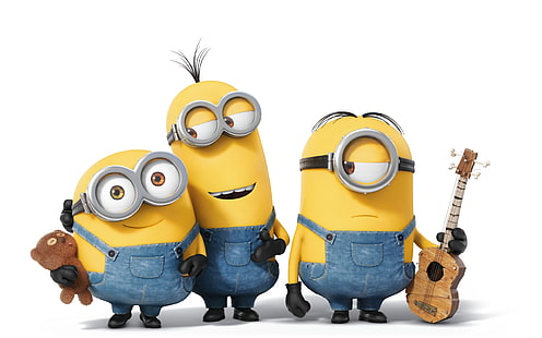 Анимационен филм Миньони, трима малки жълти хора, Миньони, Карикатура, Филм, Три, Малки, Жълти, Хора, HD тапет HD wallpaper