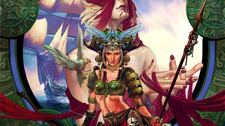 Амазонски воин, илюстрация на женски характер, фантазия, 1920x1080, жена, войн, Амазонка, HD тапет