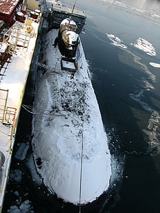 подводная лодка, лед, машина, военный, HD обои HD wallpaper