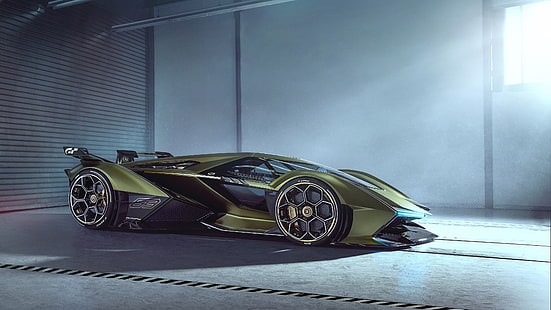 Lamborghini Lambo V12 Vision GT ، سيارة ، مركبة ، سيارات خارقة ، سيارة مفهوم، خلفية HD HD wallpaper
