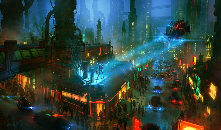 لعبة خلفية رقمية للعبة على الإنترنت ، Nikolai Lockertsen ، cyberpunk ، مستقبلية، خلفية HD