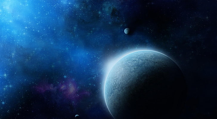 outer space view of earth illustration, universe, planets, galaxies, stars, nebula, HD wallpaper