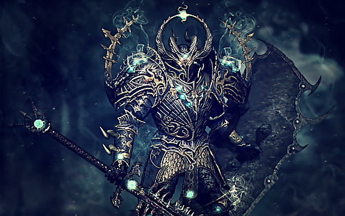 Armored Warrior, warhammer, abstract, fantasy, armour, monster, 3d y abstract, Fondo de pantalla HD HD wallpaper