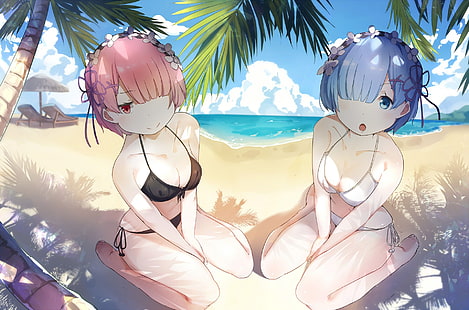 Anime, Re: ZERO -Starting Life in Another World-, Ram (Re: ZERO), Re: Zero, Rem (Re: ZERO), HD tapet HD wallpaper