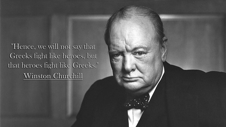 Winston Churchill, quote, Greek, celebrity, HD wallpaper