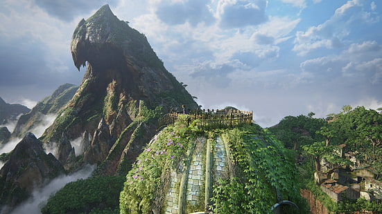 ภูเขาสีเขียวและสีน้ำตาล Uncharted 4: A Thief's End, Uncharted, PlayStation 4, วอลล์เปเปอร์ HD HD wallpaper