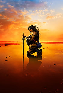 постер фильма, Гал Гадо, портретная экспозиция, Wonder Woman, HD обои HD wallpaper
