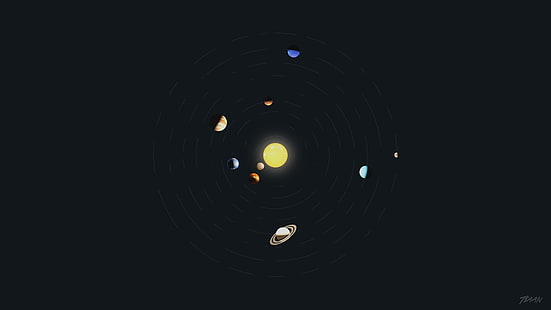 solsystem illustration, minimalism, rymdkonst, planet, Photoshop, Cinema 4D, jorden, HD tapet HD wallpaper