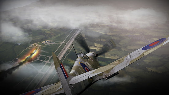 제 2 차 세계 대전 군용 항공기 군용 항공기 비행기 스피트 파이어 슈퍼 마린 스피트 파이어 왕립 공군 전쟁 천둥, HD 배경 화면 HD wallpaper