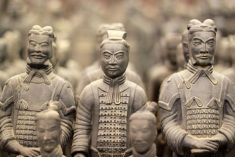 blur, China, warriors, bokeh, closeup, ancient, famous, travel, wallpaper., my planet, XI'an, the terracotta army, sculpture figure, 210g.to BC, HD wallpaper HD wallpaper