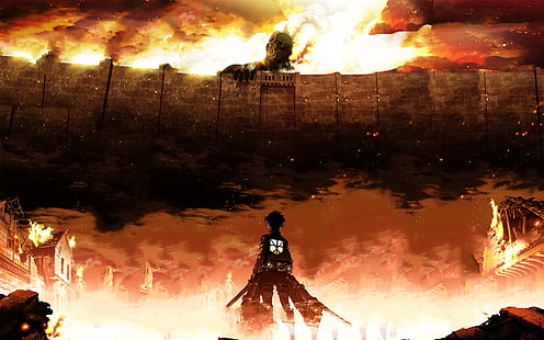 Illustration de l'attaque des Titans, attaque du titan, eren jaeger, shingeki no kyojin, Fond d'écran HD HD wallpaper