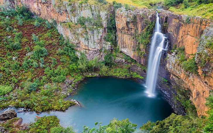 Берлинските водопади са най-високите водопади в Южна Африка, разположени в долината на Блайд Панорамна гледка Hd Wallpaper за настолни лаптопи и мобилни телефони 3840 × 2400, HD тапет